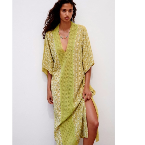 Zara Green Embroidered Tunic Dress NWT - Picture 2 of 13